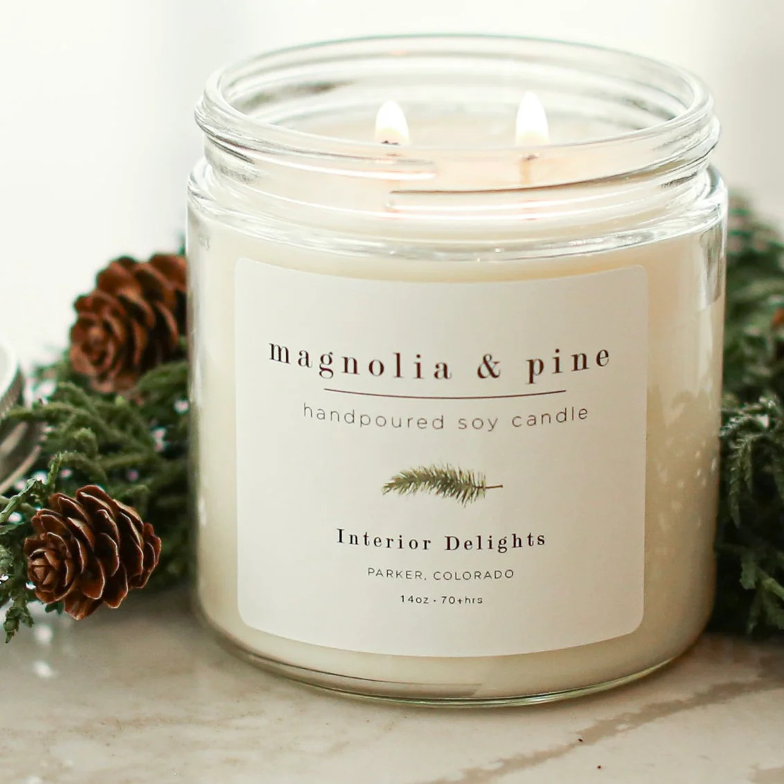 14oz Magnolia and Pine Candle | Interior Delights