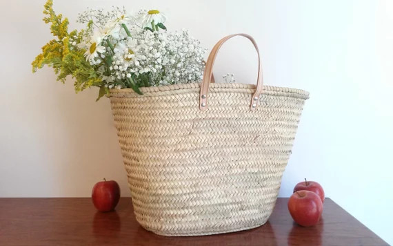 Tote bag, Palm handbag, short leather tote bag, Palm basket, summer bag, market bag, straw Tote, ... | Etsy (US)