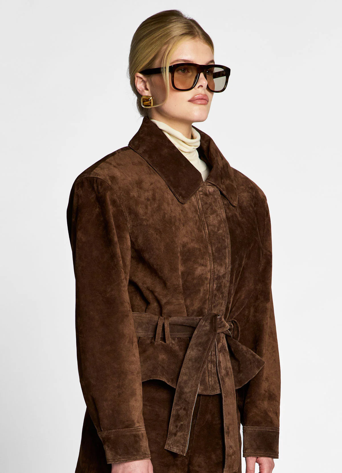 Brown Suede Belted Jacket | DE SAVARY LONDON