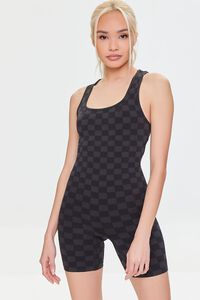 Active Seamless Checkered Print Cutout Romper | Forever 21 | Forever 21 (US)