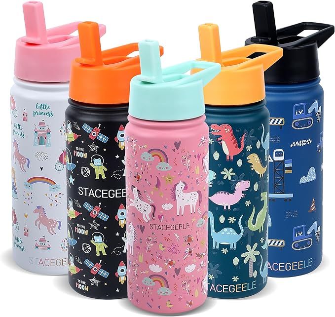 STACEGEELE Kids Stainless Steel Water Bottle with Straw Kids Insulated Water Thermos for School K... | Amazon (US)