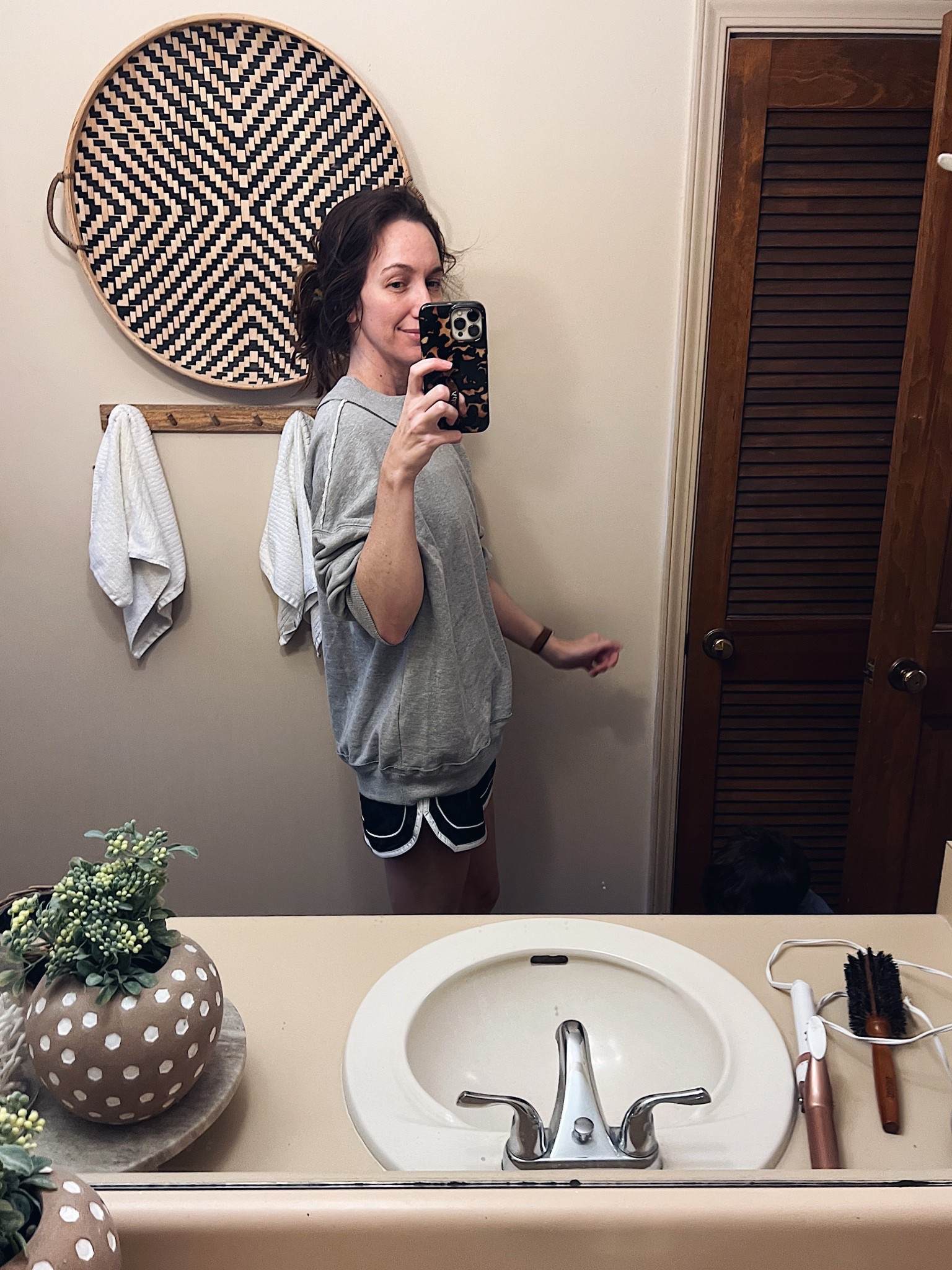 Sweatshirt runs oversized: this is a small, shorts run true to size for athletic shorts, maybe even a little loose