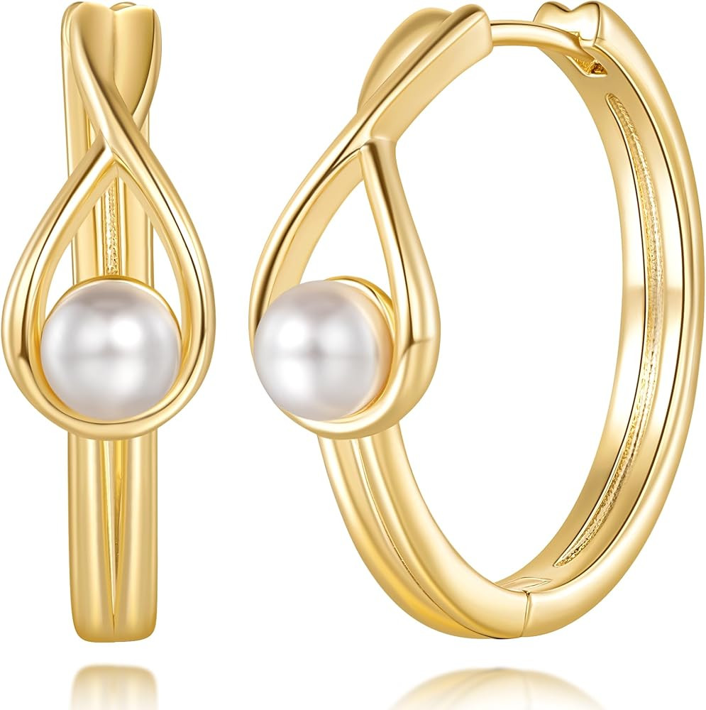 [ELEGANT DESIGN] The gold earrings features a flowing curve that mimics the soft pleats of silk, ... | Amazon (US)