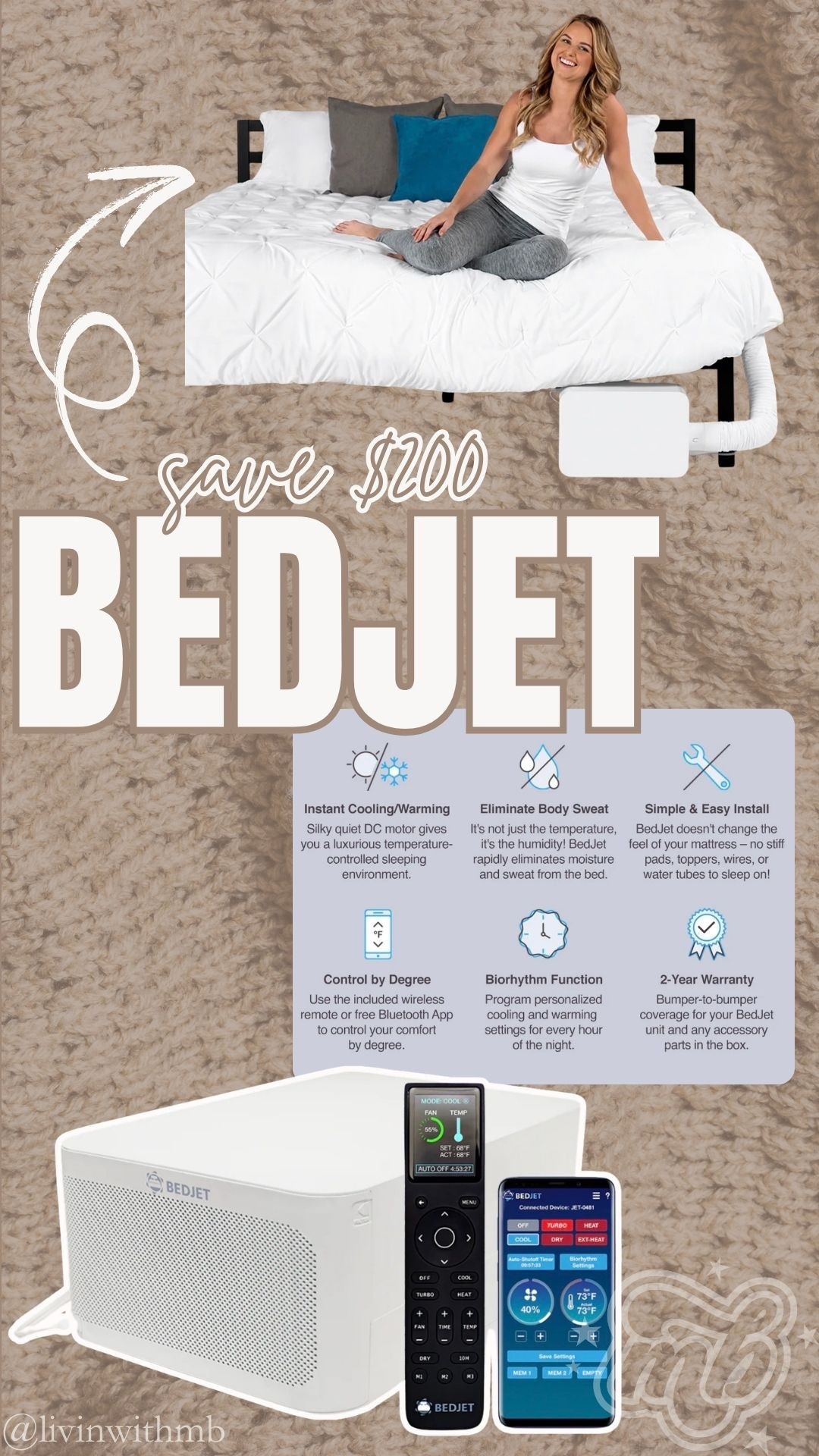 10/10 recommend the BedJet!! Rapid air-based cooling, warming, and sweat drying! Works on 10/10 recommend the BedJet!! Rapid air-based cooling, warming, and sweat drying! Works on any brand mattress, and any type bed frame, including adjustable beds. Powered, rapidly-cooled air wicks away body heat and moisture for fast cooling relief. Great solution for hot sleepers, night sweats and hot flashes!

#LTKSpringSale #LTKOver40 #LTKHome
