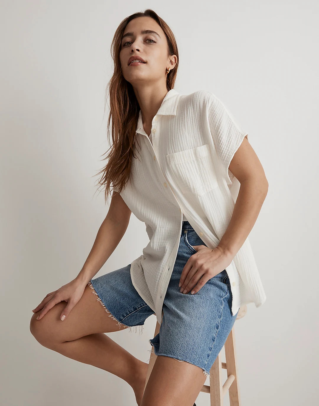 Lightspun Dolman-Sleeve Button-Down Shirt | Madewell