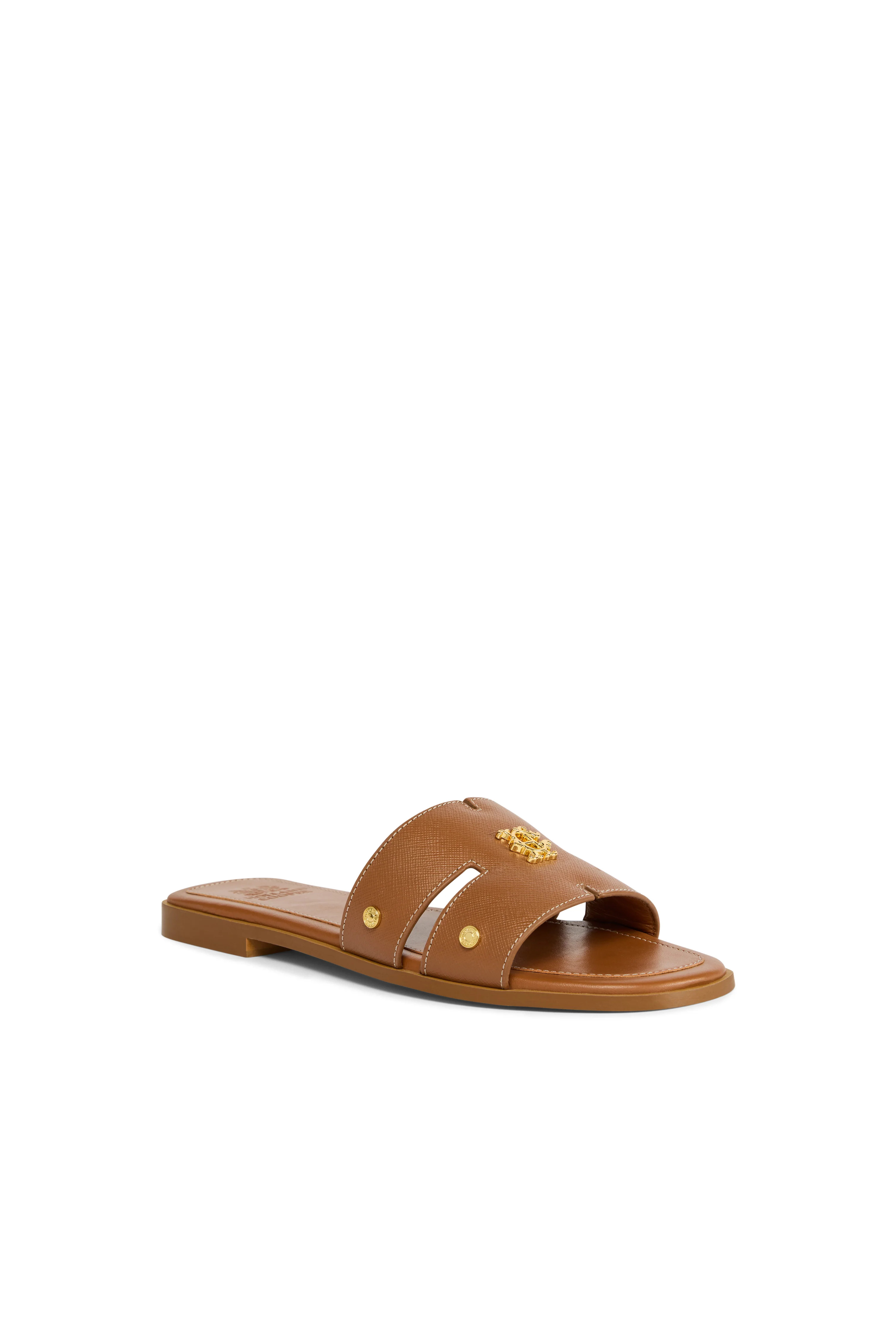 Heraldic Monogram Slides (Tan Saffiano) | Holland Cooper