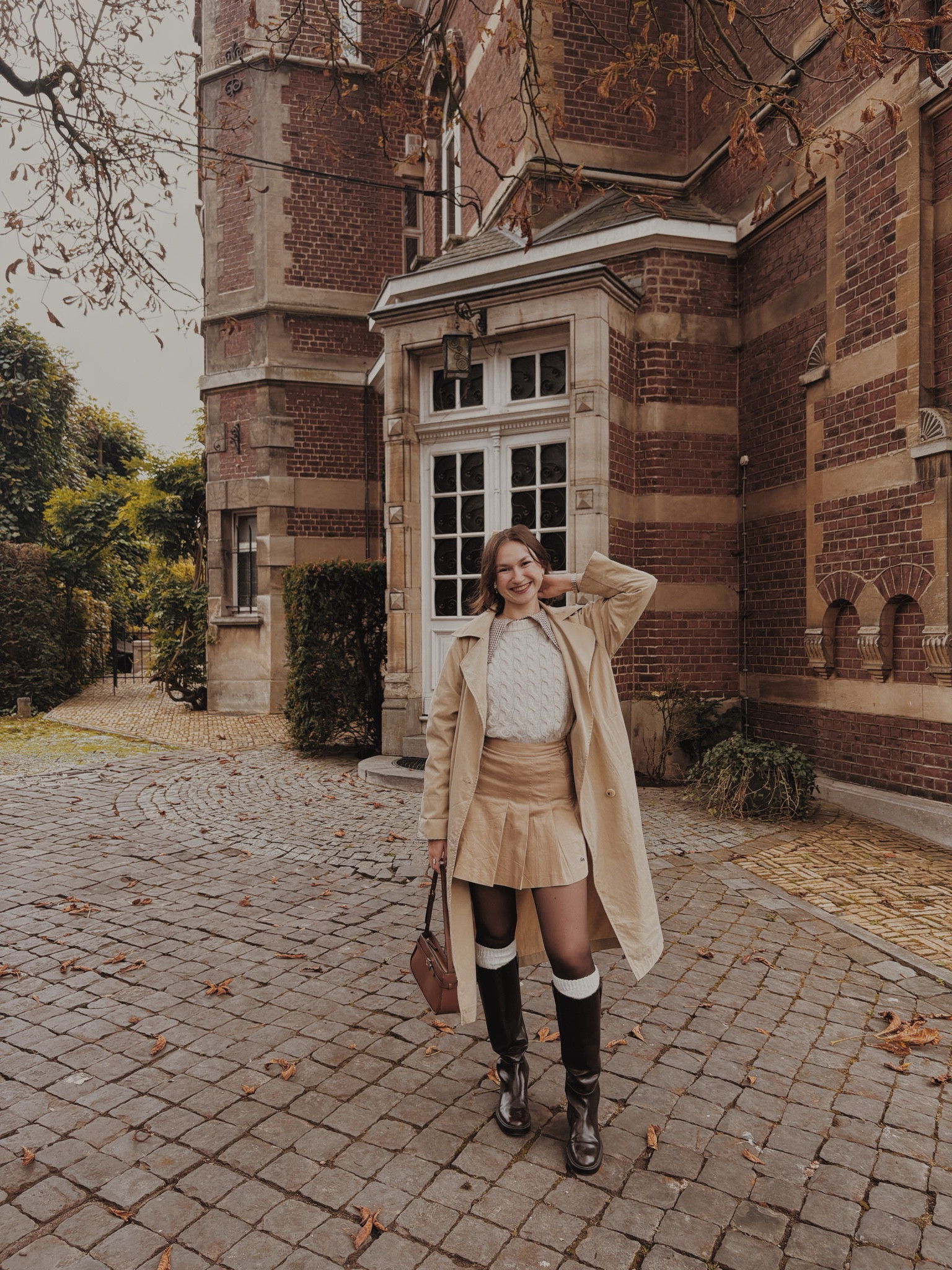 Beige trenchcoat 
Brown checkered shirt with peterpan collar
Beige cable knit sweater 
Beige pleated skirt
Beige knee high cable knit socks
Brown Knee high riding boots

Light academia, light academia fashion, light academia aesthetic, light academia style, light academia fashion, light academia girl, light academia outfit, dark academia, dark academia outfit,

Preppy, preppy outfit, old money, old money outfit, old money aesthetic, old money vibes, dark academia vibes, old money style, old money aesthetic, old money outfits, 

Korean fashion, plaid, plaid fashion
autumn outfit ideas, autumn vibes, fall vibes, autumn style

#LTKFindsUnder100 #LTKPetite #LTKSeasonal