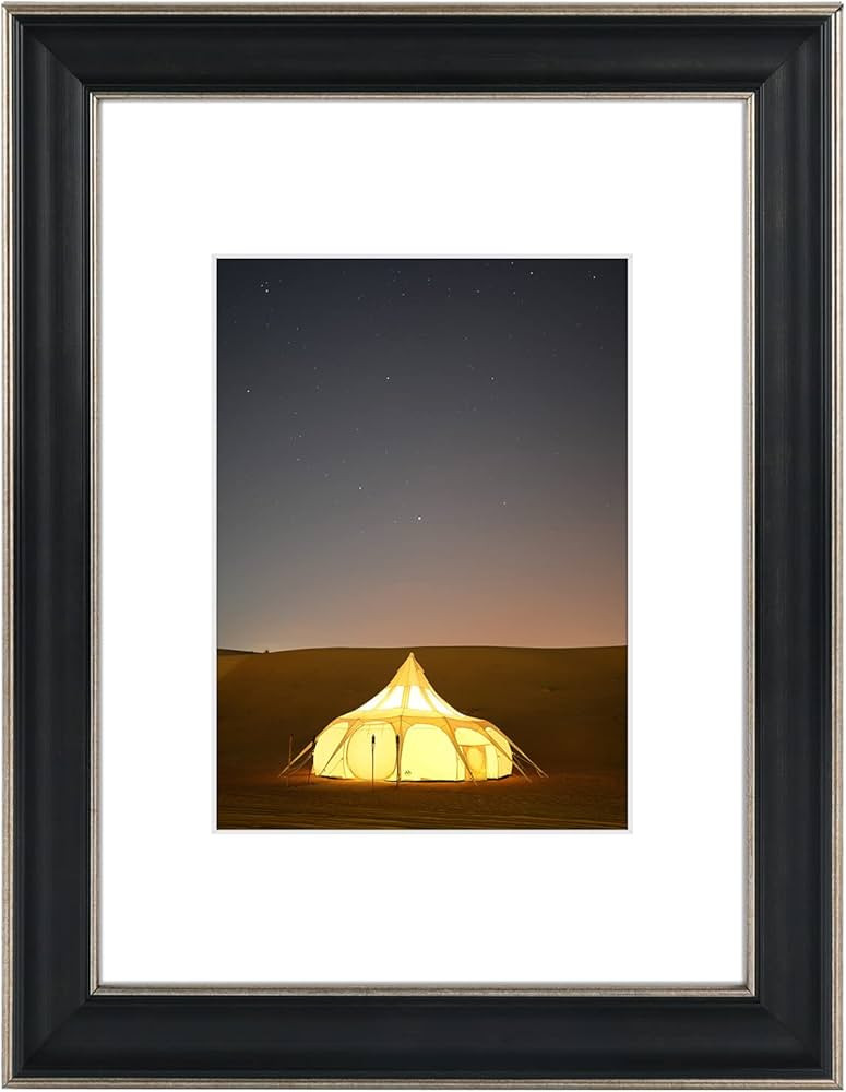 Golden State Art, 9X12 Photo Frame with White Mat for 6X8 Pictures & Real Glass, 1.25-Inch Wide, ... | Amazon (US)