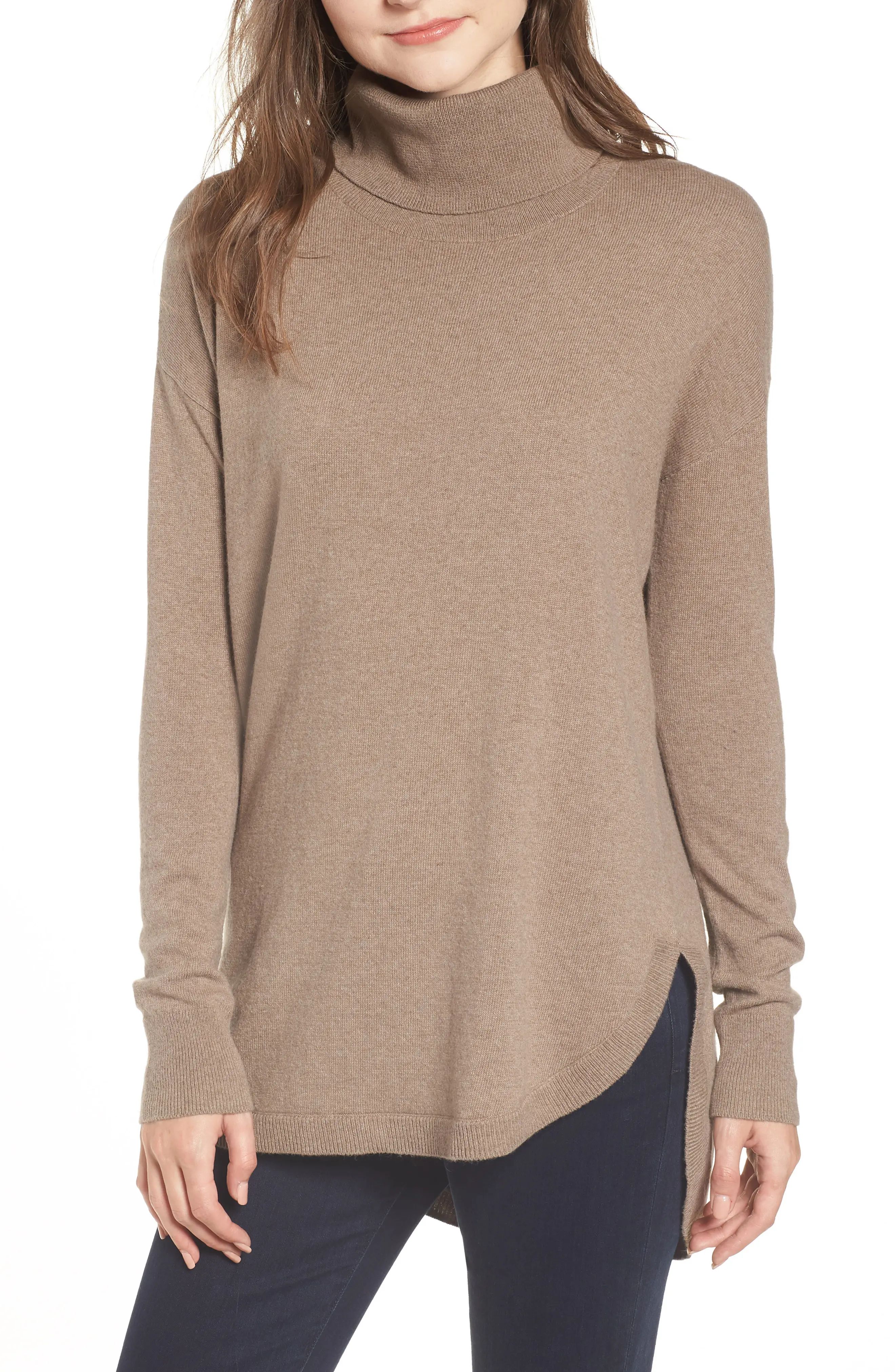 Women's Chelsea28 Turtleneck Sweater, Size Medium - Brown | Nordstrom