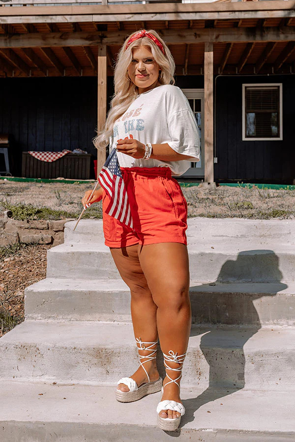 On The Boat Linen-Blend Shorts In Scarlet Curves | Impressions Online Boutique