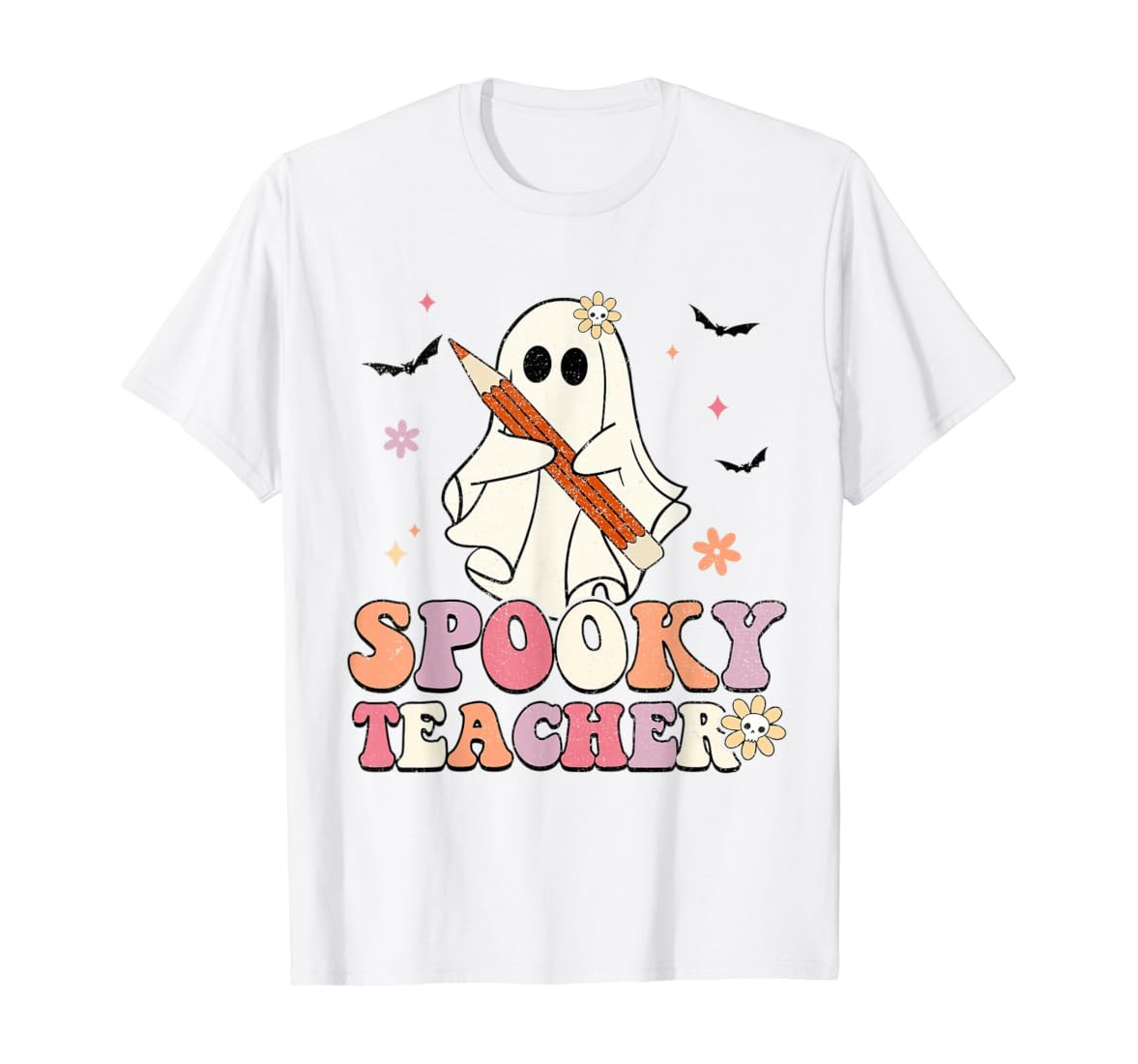 Amazon.com: Spooky Teacher Ghost Halloween Groovy Retro Trick Or Treat T-Shirt : Clothing, Shoes ... | Amazon (US)