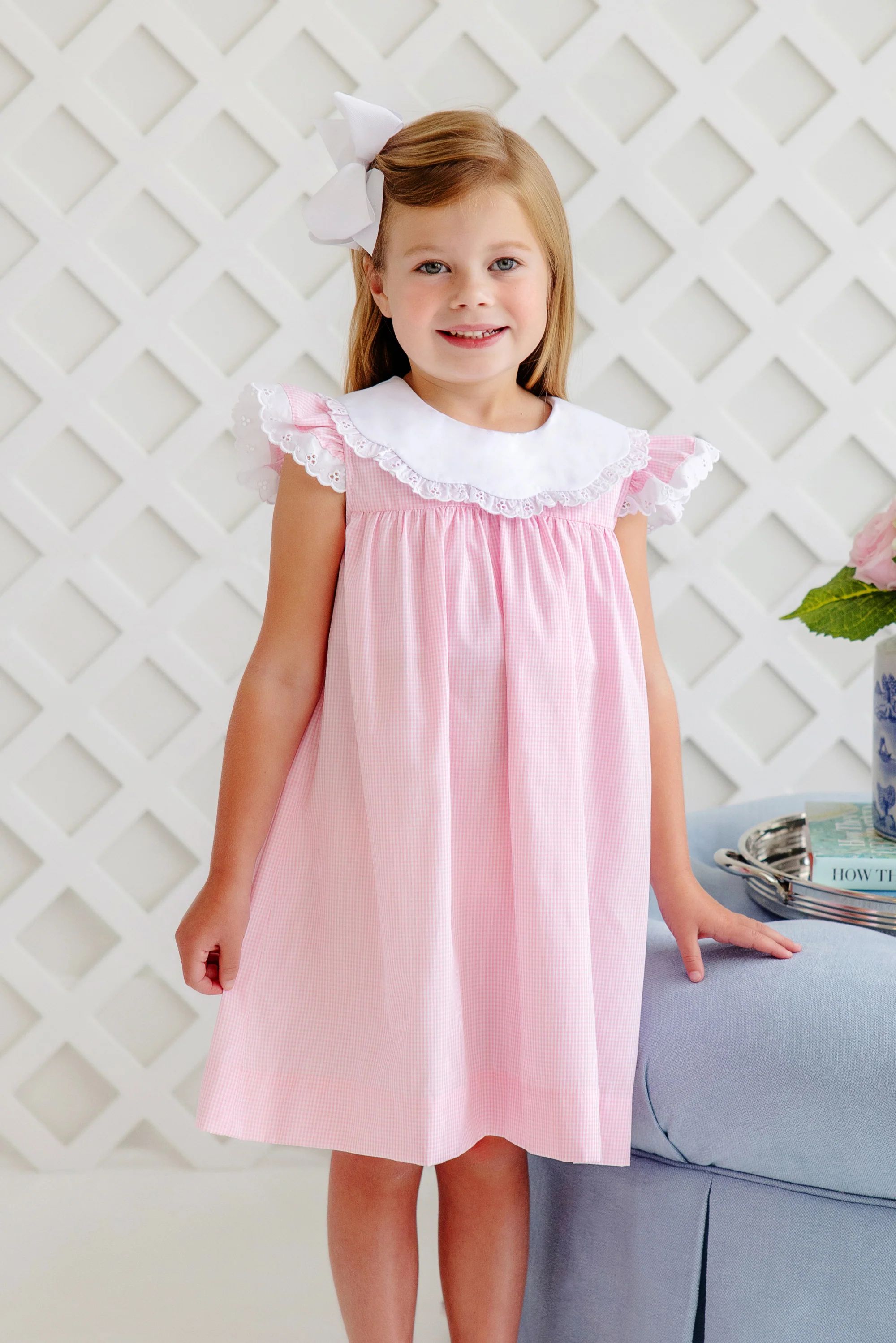 Franny Frock - Pier Party Pink Mini Gingham | The Beaufort Bonnet Company