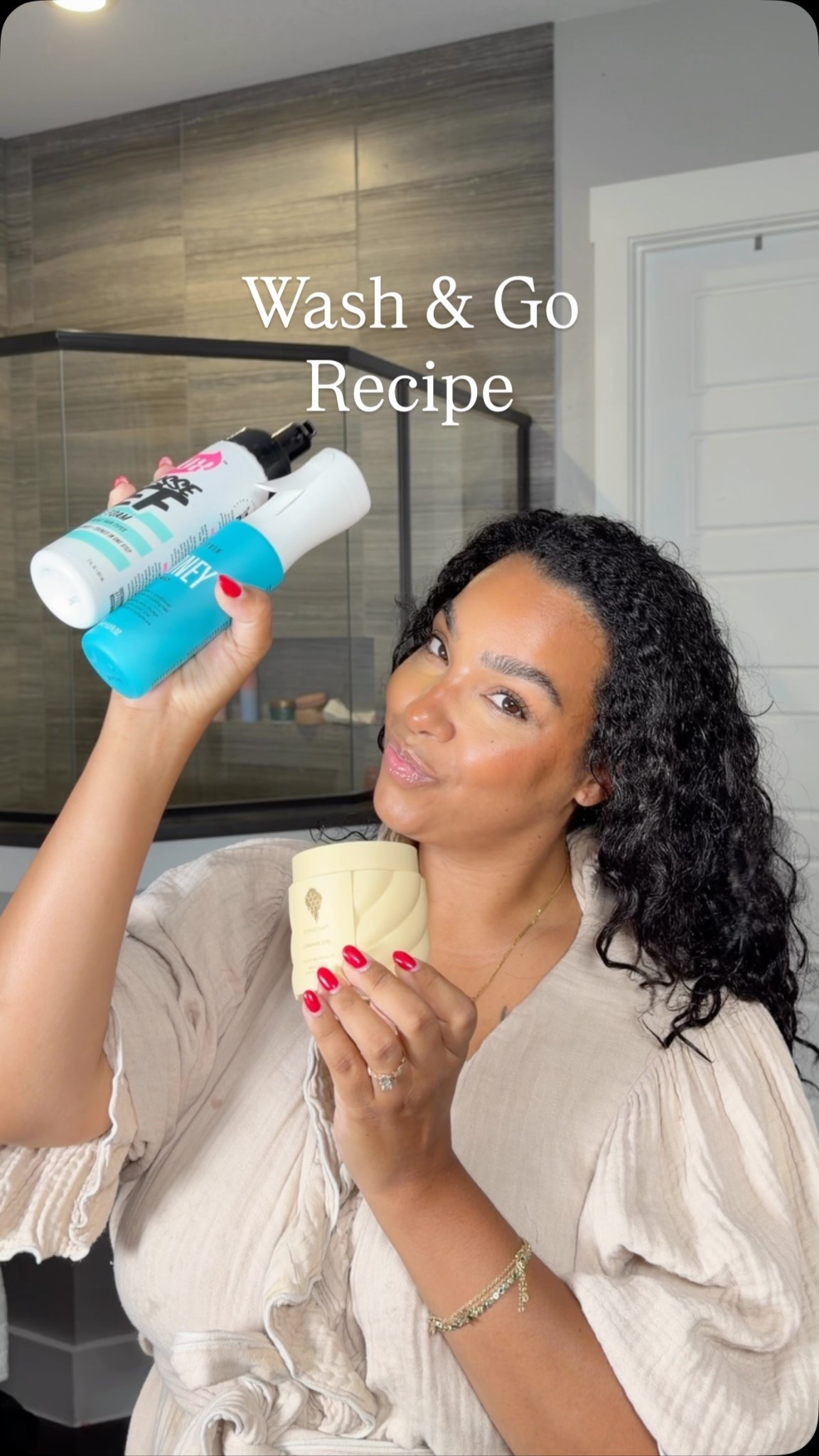 LEAVE-IN SPRAY + FOAM + GEL 👩🏾‍🍳💋🙌🏽✨

my current wash & go recipe 🥰👩🏽‍🦱➿