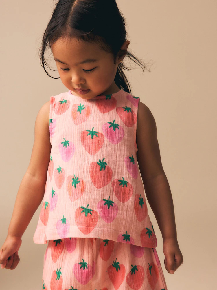 Pink Strawberry Print Top & Trousers Set (3mths-7yrs) | Next US