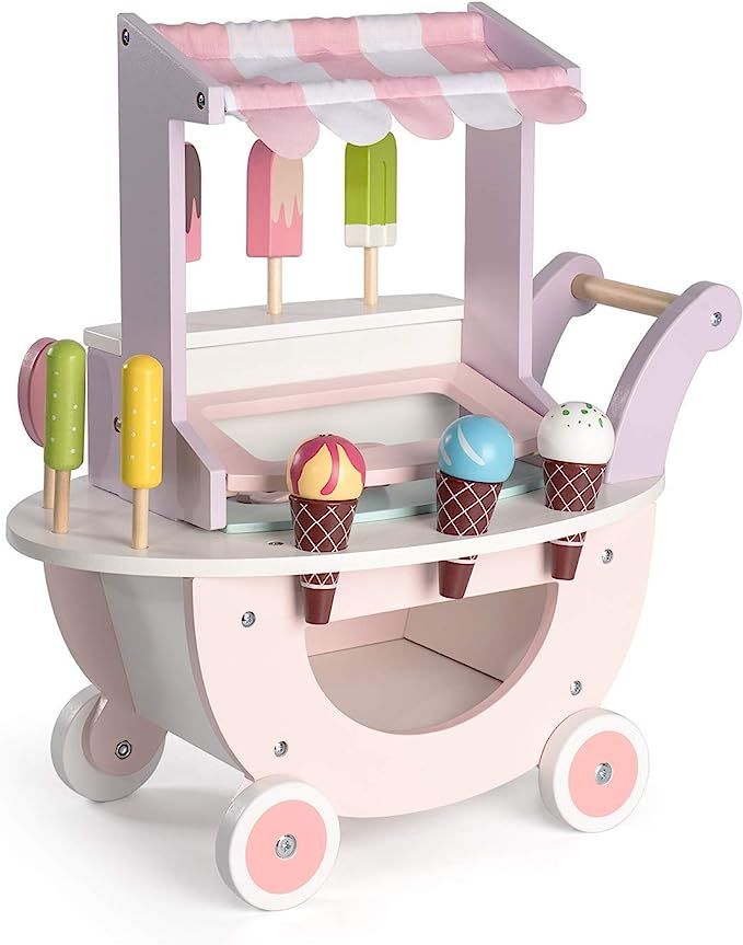 ROBUD Wooden Ice Cream Cart Toys for Kids, Toddlers Pretend Play Food Truck, Gift for Girls and B... | Amazon (US)