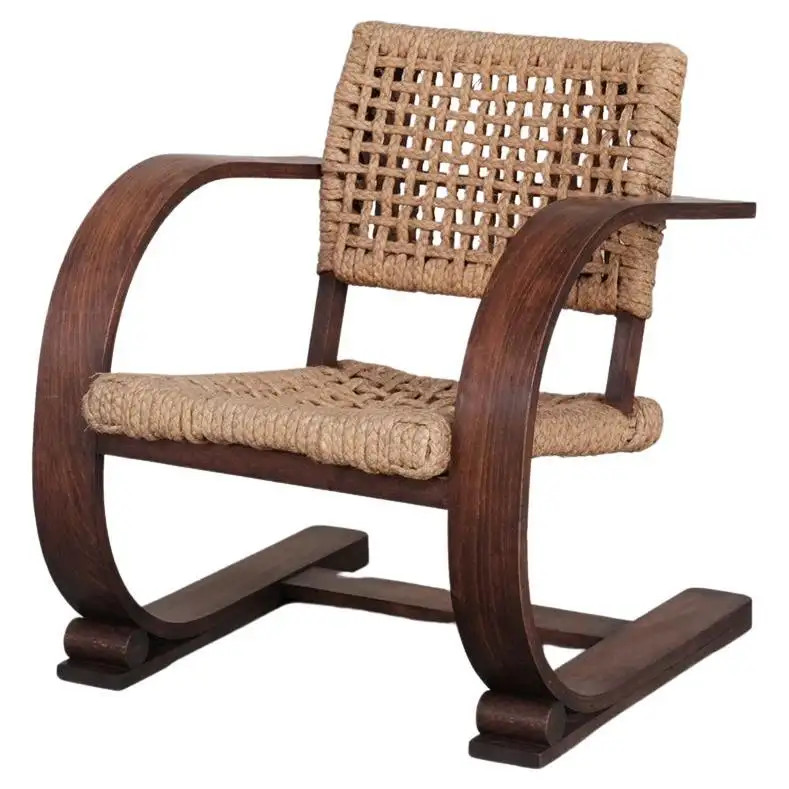 Audoux-Minet Rope Mid-Century French Bentwood Armchair | 1stDibs