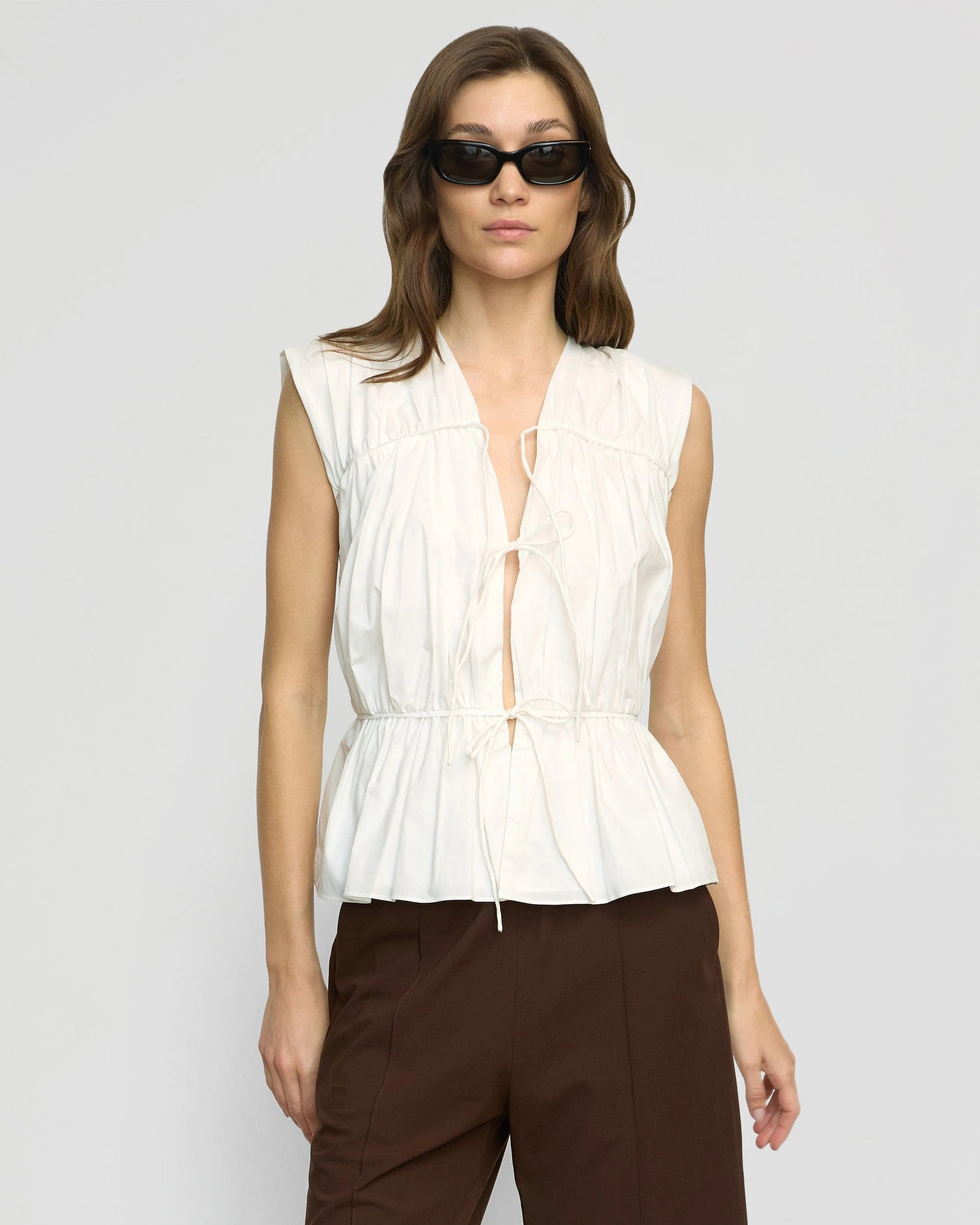 Neha Tie-Front Organic Cotton Blouse | Modern Citizen