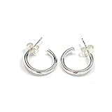 Small Silver Hoop Earrings, Sterling Silver Hoops, Simple Hoop Earrings, 14mm | Amazon (US)