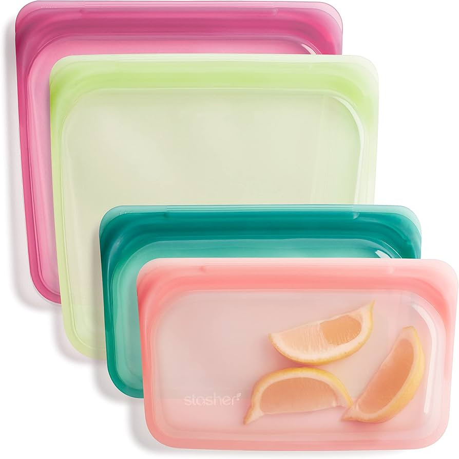 Stasher Silicone Reusable Storage Bag, Bundle 4-Pack Lunch (Tropical) | Food Meal Prep Storage Co... | Amazon (US)