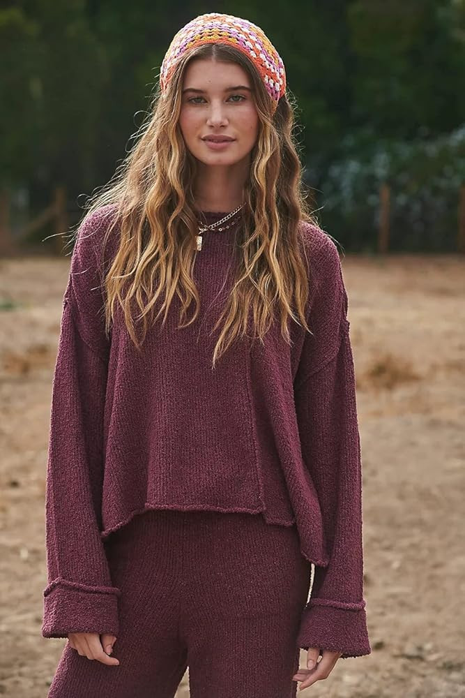 ETCYY NEW Dunes Sweater Sets Knitted Sweatsuit Sets 2 Piece Outfits with Sweater Tops and Wide Le... | Amazon (US)