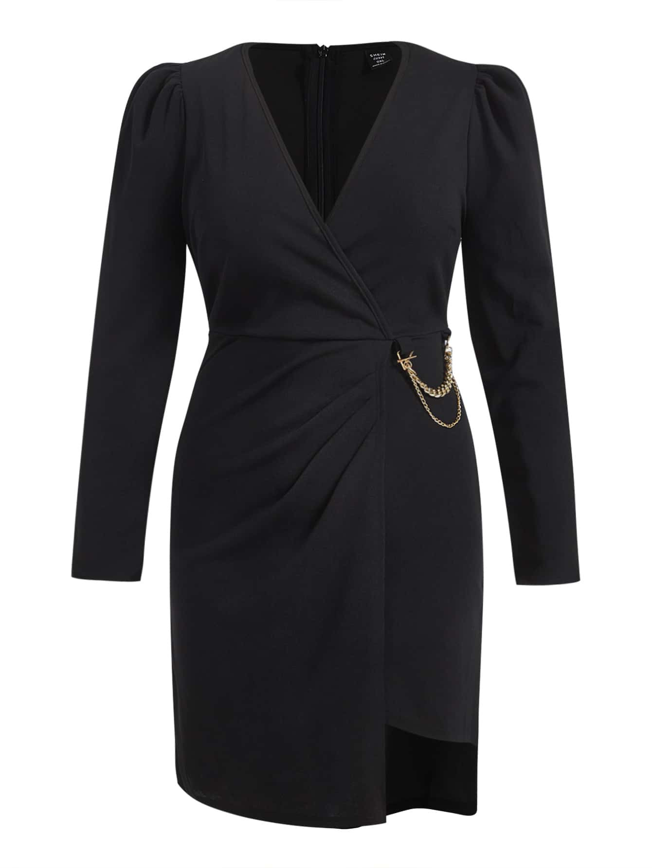 SHEIN Unity Plus Chain Detail Ruched Wrap Dress
   
      SKU: sw2108043218711111
          (500+... | SHEIN