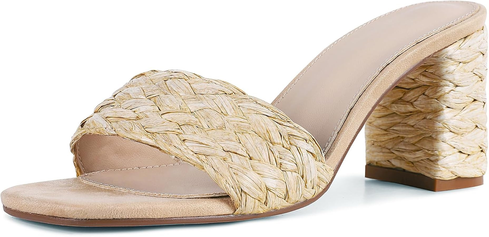 Lyrisiphy Women's Heeled Sandals Sqaure Open Toe Chunky High Heels Slip-on Slides Sandals Summer ... | Amazon (US)