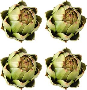 [4-Pack] Large Green Faux Artichokes - Artificial Vegetables and Fake Fruits for Kitchen Decorati... | Amazon (US)