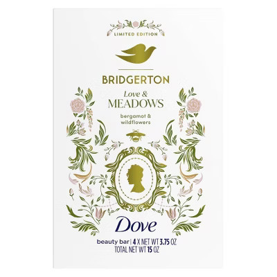 Dove Beauty Limited Edition Bridgerton Bar Soaps - Love & Meadows -Bergamot & Wildflowers Scent - 15oz/4ct | Target