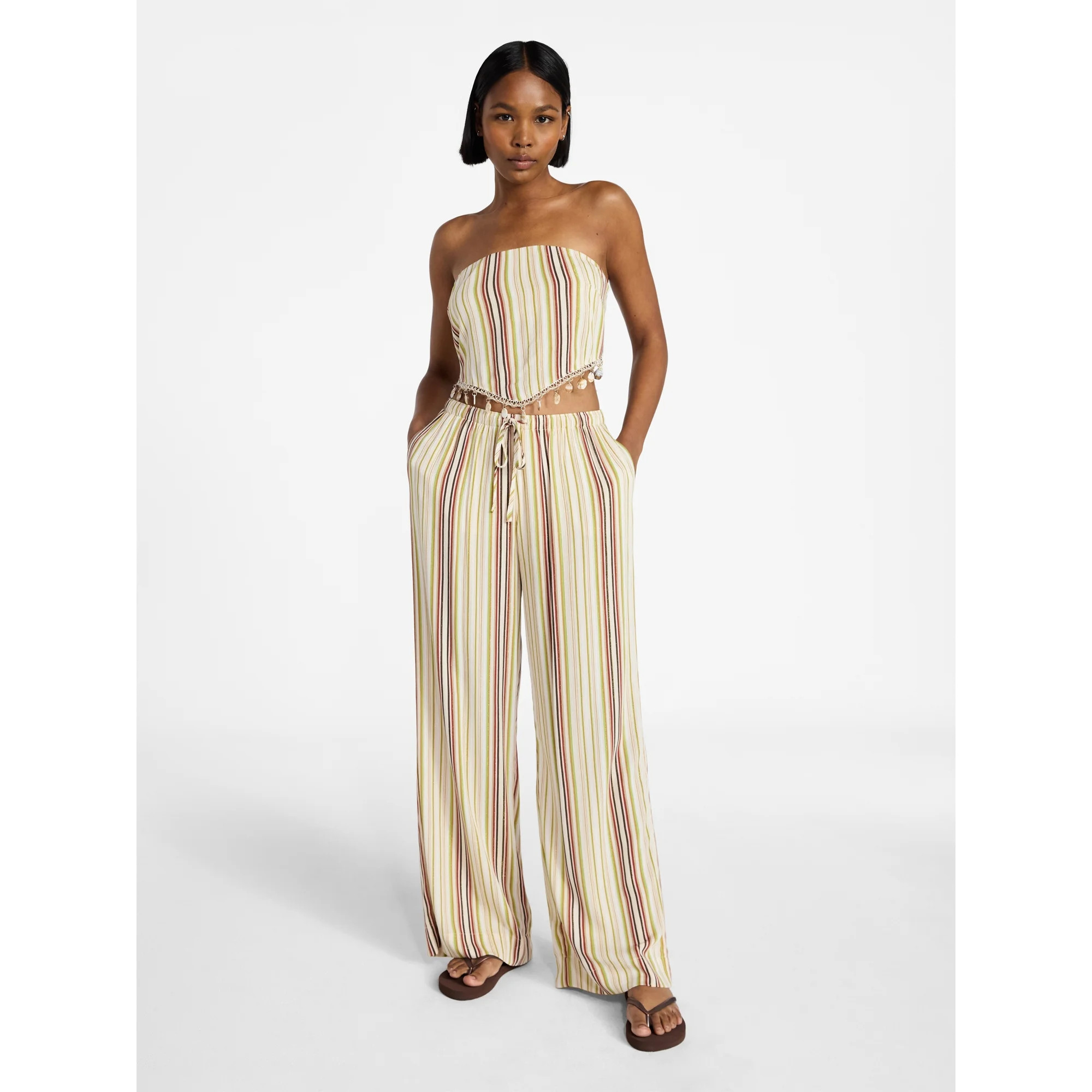 No Boundaries Scarf Top and Beach Pants Set, 2-Piece, Women's XXS-XXL | Walmart (US)