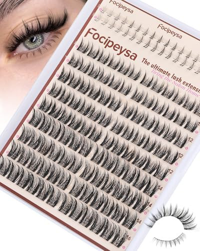 Focipeysa Wispy Lash Clusters Natural Eyelash Clusters Pestañas Postizas Naturales Spiky Manga Lash Extensions C Curly Individual Lashes 10-16mm with Bottom Lashes Clusters DIY Lash at Home | Amazon (US)