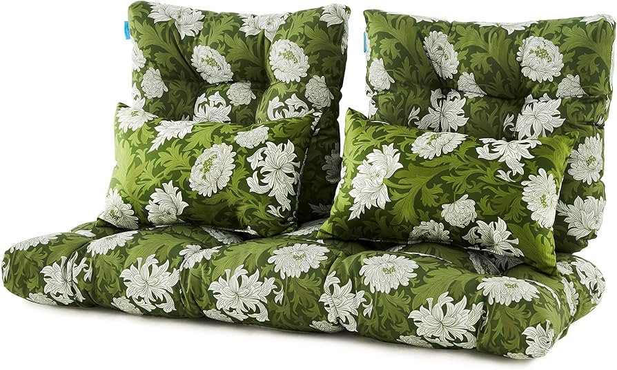 ARTPLAN Outdoor Loveseat Cushions,5 Piece Wicker Chair Cushions Set,Tufted Cushons for Wicker Ben... | Amazon (US)