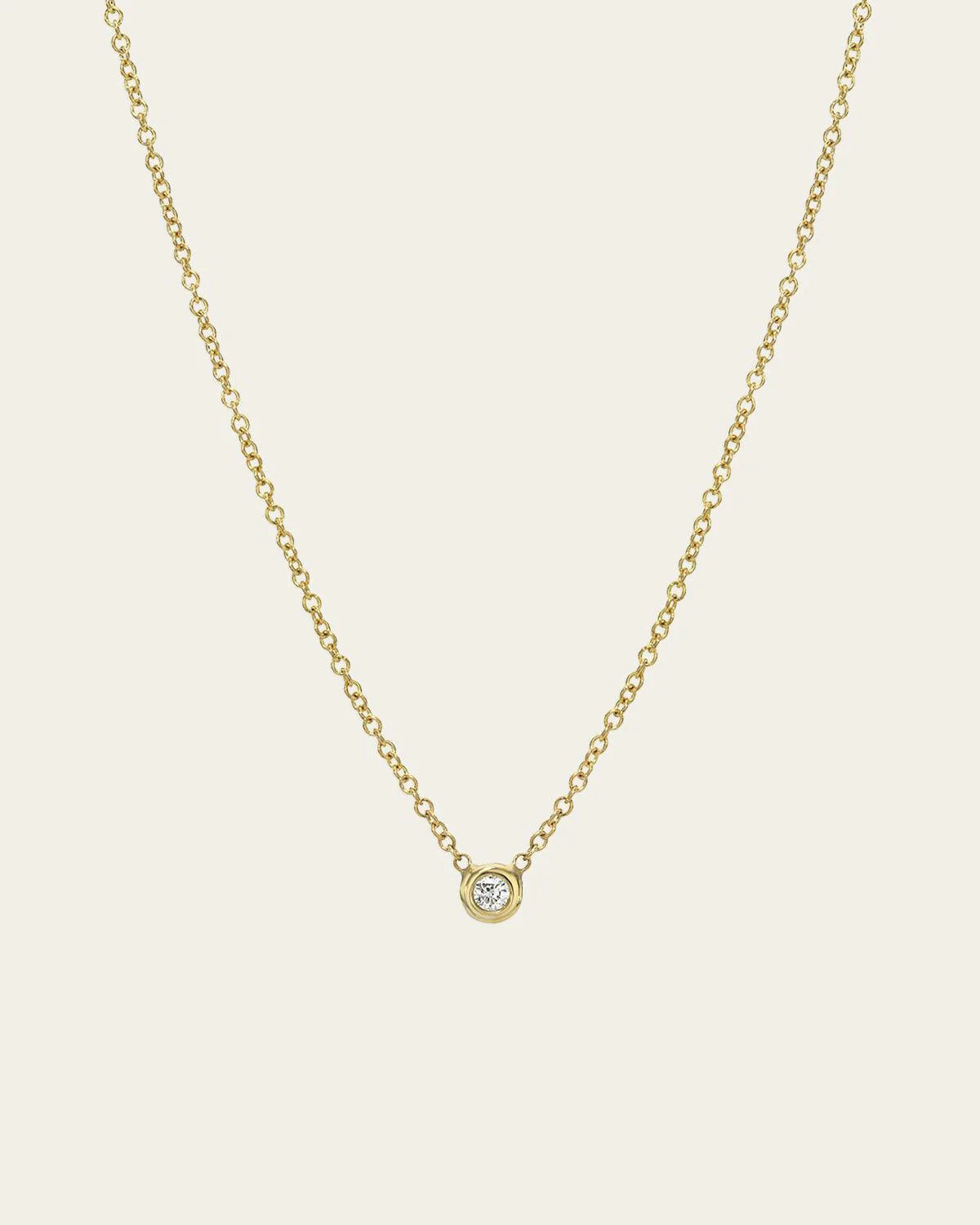 Mini Bezel Diamond Necklace 14K Yellow Gold / 16''-18'' | Maisonette
