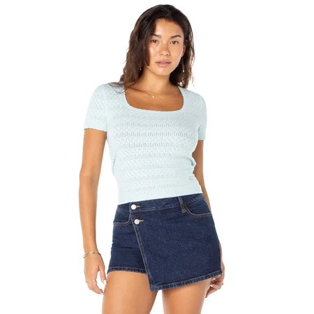 Celebrity Pink Women s and Women s Plus Short Sleeve Pointelle Top Sizes XS-XXXL | Walmart (US)