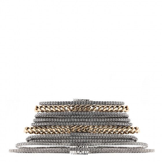 JOHN HARDY Sterling Silver 18K Yellow Gold Classic Chain Multi Row Bracelet M | Fashionphile