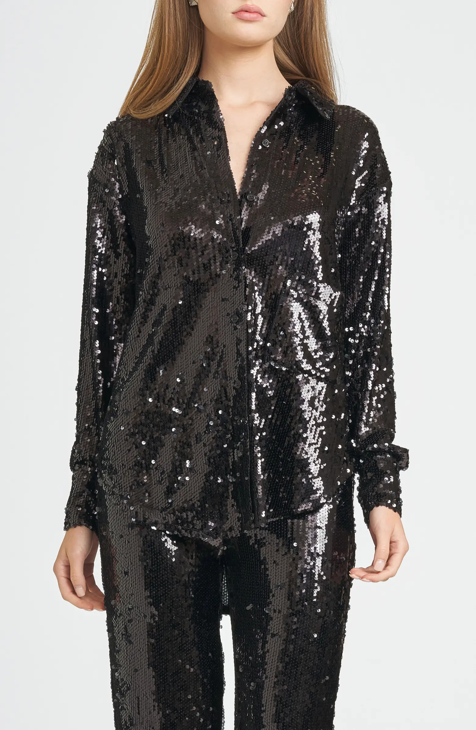 WAYF Find Your Light Sequin Button-Up Shirt | Nordstrom | Nordstrom