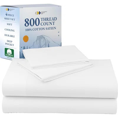 Luxury 800 Thread Count King Size Sheets Set - 100% Cotton Sheets, Soft Sateen, Deep Pockets With Anti Skid Elastic For A Snug Fit, Cool & Durable Bed | Wayfair North America