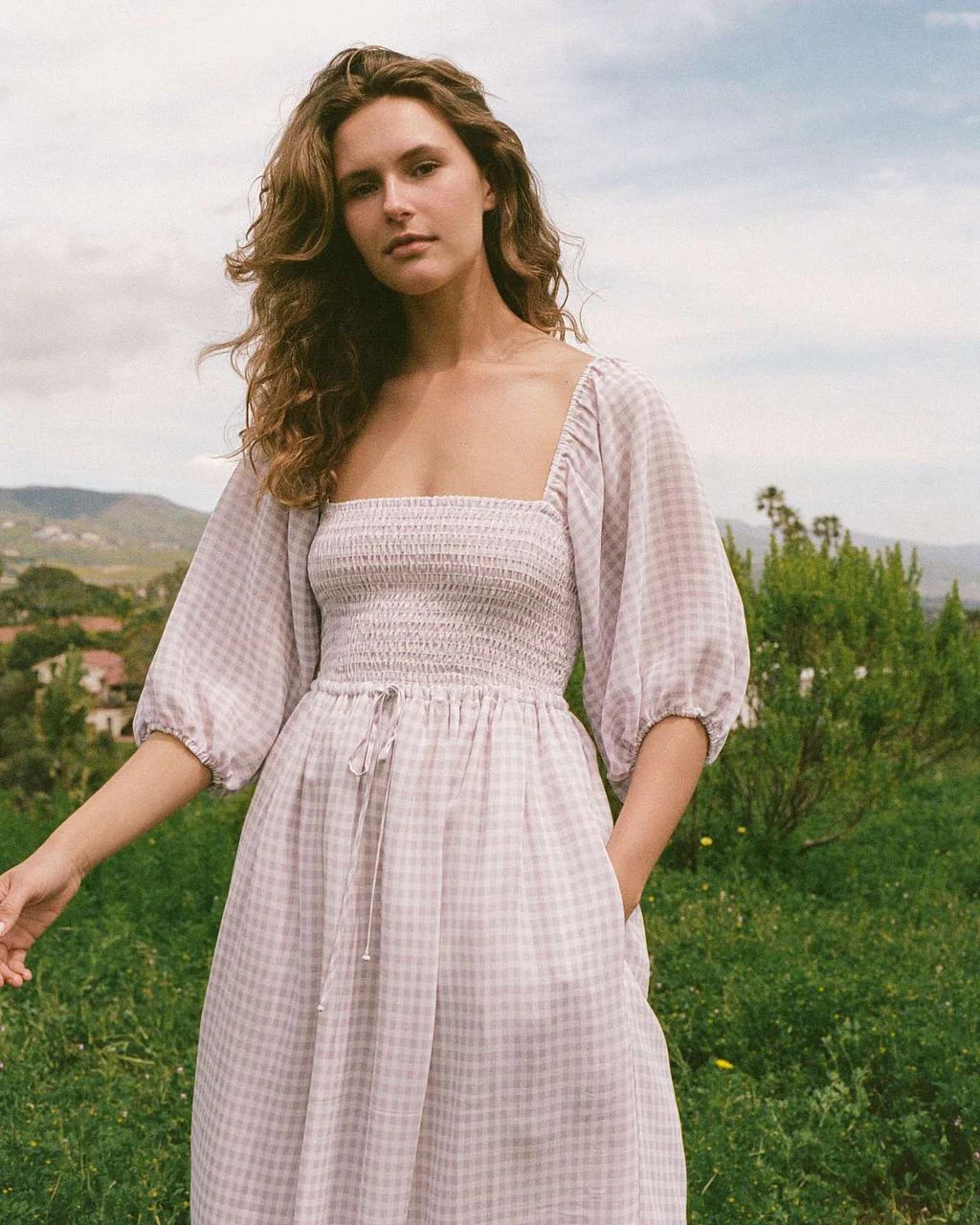 The Katrina Dress | Lavender Gingham | Christy Dawn