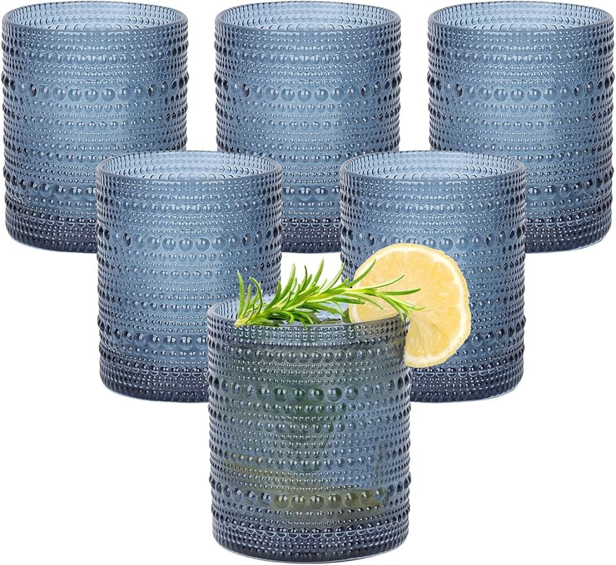 Vintage Drinking Glasses Set of 6, 10 oz Hobnail Drinking Glasses Modern Glass Cups Kitchen Glass... | Amazon (US)