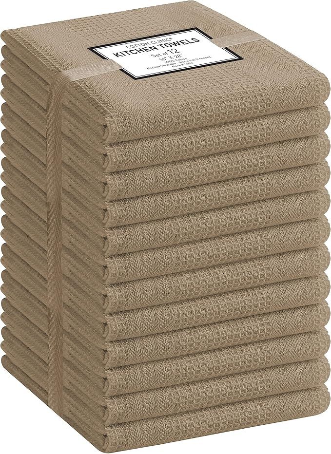 Cotton Clinic Premium Waffle Kitchen Towels 12 Pack – Soft Absorbent Quick Drying Table and Kit... | Amazon (US)