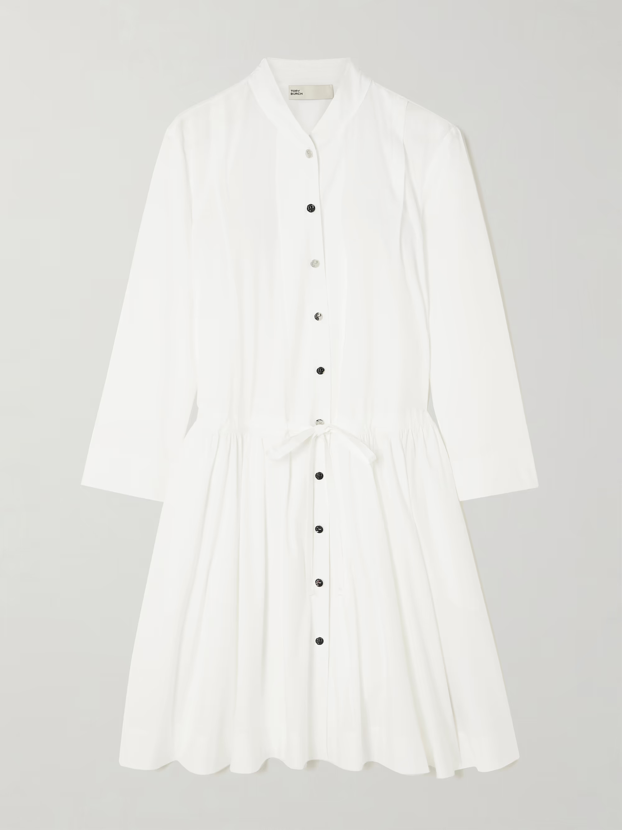 Tie-detailed gathered cotton-poplin mini dress | NET-A-PORTER (US)