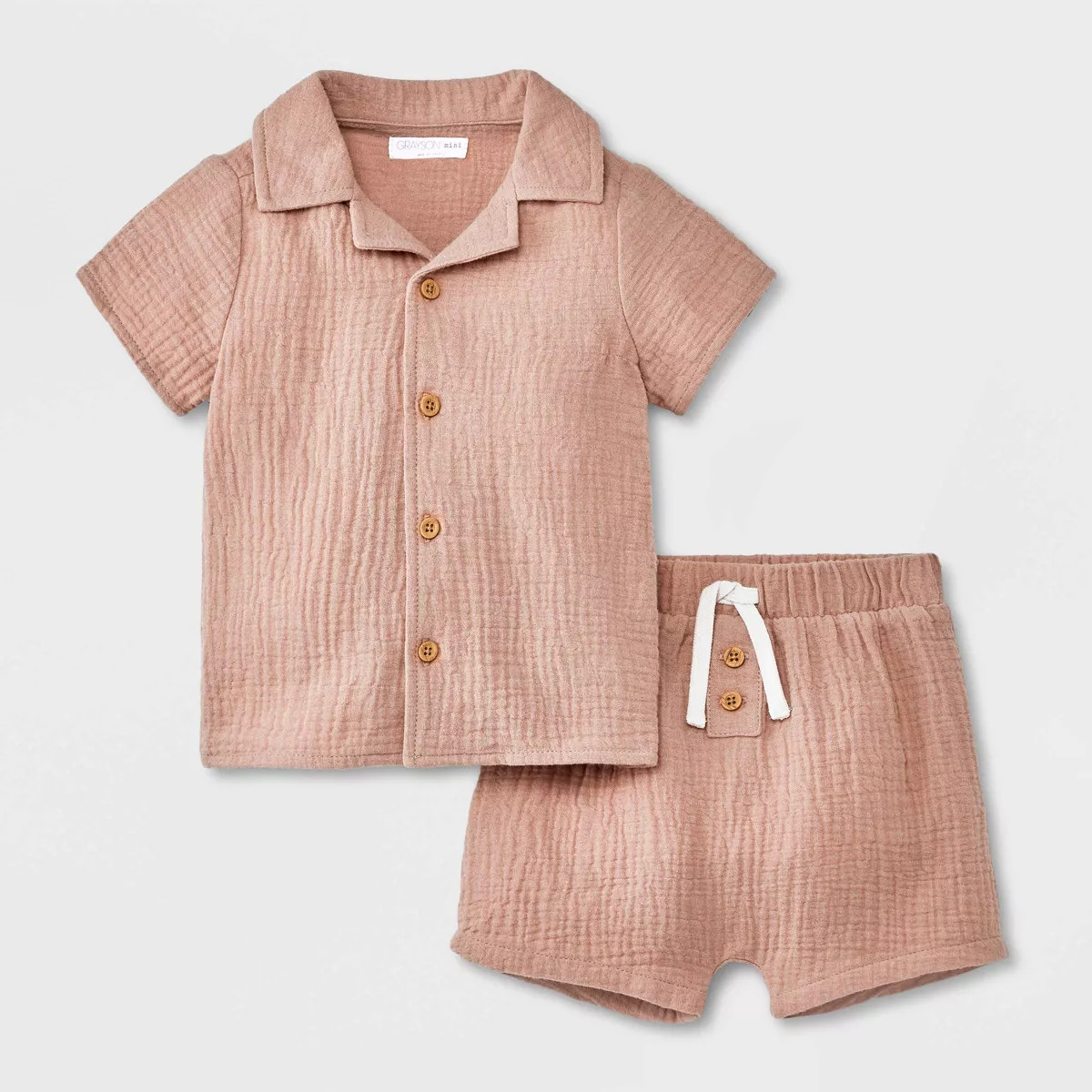 Grayson Mini Baby Boys' Solid Top & Bottom Set - Brown | Target