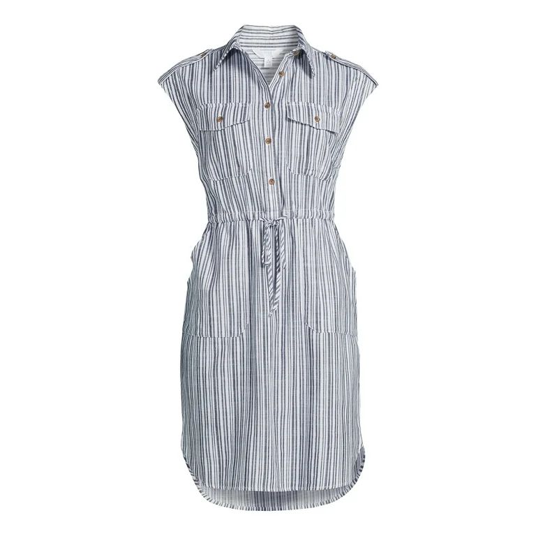 Time and Tru Women's Short Sleeve Utility Shirt Dress, Sizes XS-XXXL - Walmart.com | Walmart (US)