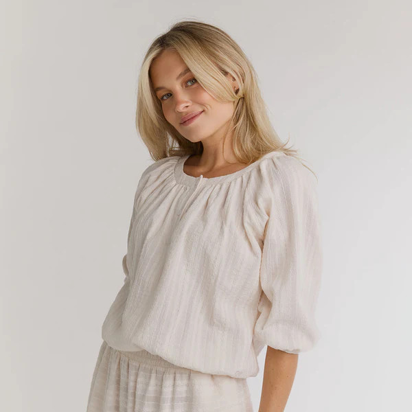 Peasant Top 3/4 Sleeve, White | Albion Fit