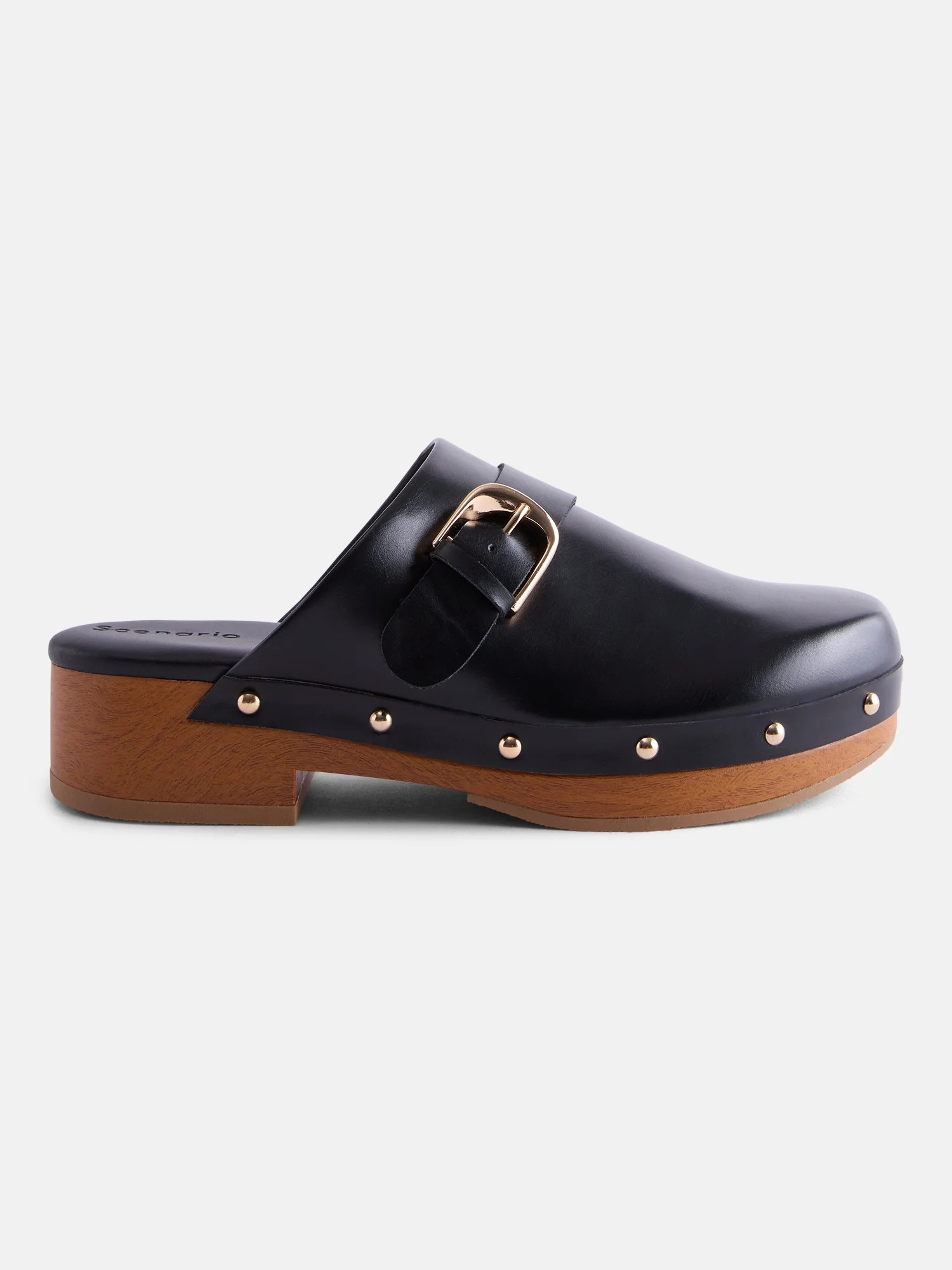 Scenario Women's Studded Faux Leather Platform Clogs | Walmart (US)