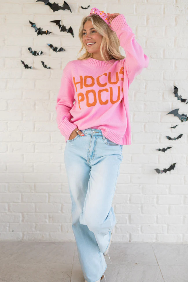 Spell On You Pink and Orange Hocus Pocus Sweater | Pink Lily