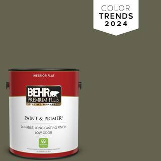 1 gal. #N350-7A Mountain Olive Flat Low Odor Interior Paint & Primer | The Home Depot