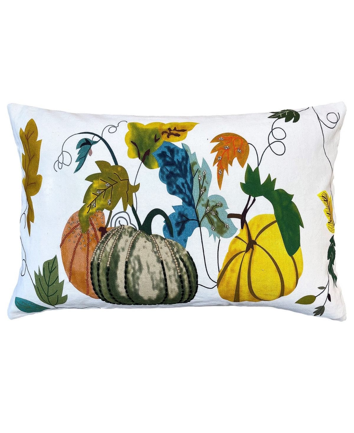 Fall Pumpkins Embroidery Lumbar Pillow, 14" x 22 | Macys (US)
