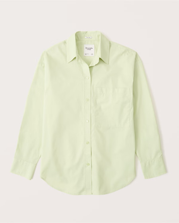 Oversized Poplin Button-Up Shirt | Abercrombie & Fitch (US)