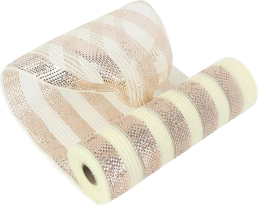MEEDEE Rose Gold Deco Mesh 10 Inch Valentine Mesh Ribbon Fabric Mesh Roll Decorative Mesh Wreath ... | Amazon (US)