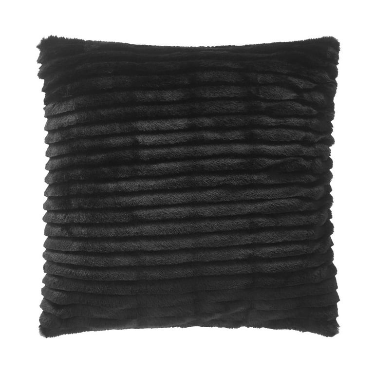 Mainstays 18" x 18" Rich Black Ruched Fur Decorative Throw Pillow | Walmart (US)